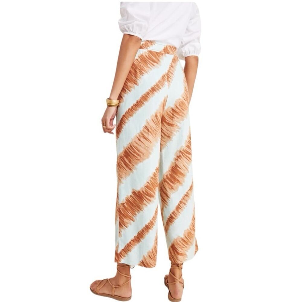 NWT Anthropologie Moon River Coastal Linen Wide Leg Camille Pants Size Medium - Picture 2 of 11